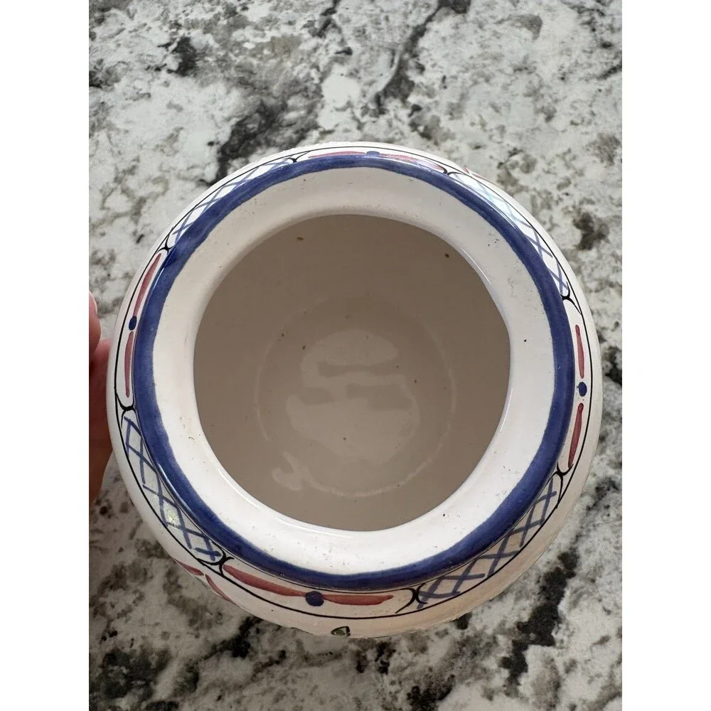 Vintage Tiffany & Co Lisbon Portugal Hand Painted Floral Pottery Sugar Bowl Lid